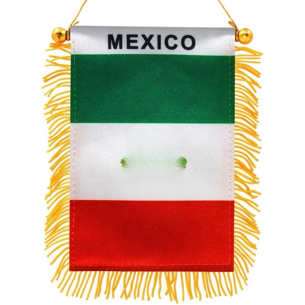 4 X 6 Inch Mexico Fringy Window Hanging Flag - Mini Flag Banner & Car Rearview M